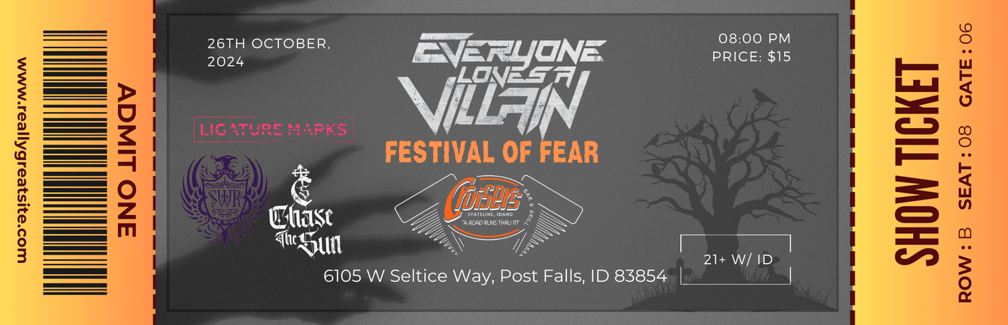 Everyone Loves A Villain's Festival of Fear Concert Ticket